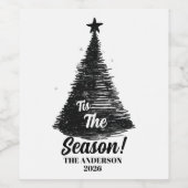 Weihnachtsweinsiegel | Handgezeichnet Weinetikett (Einzelnes Label)