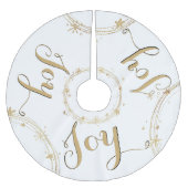 Weihnachtsweiß und Gold, JOY, Polyester Weihnachtsbaumdecke (Vorderseite)