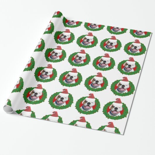 Weihnachtsweißboxer-Hundepackpapier Geschenkpapier (Ungerollt)