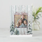 Weihnachtsweiße Birkenbaume Snowy Woodland Einladung (Stehend Vorderseite)