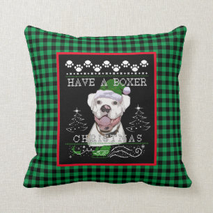 Weihnachtsweiße Boxerdog Kissen