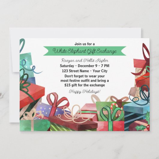 Weihnachtsweiße Elefant-Party Einladung (Vorderseite)