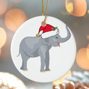 Weihnachtsweiße Elefant Party Niedlich Keramik Ornament