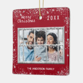 Weihnachtsweiße Foto Winterfenster Keramikornament (Links)