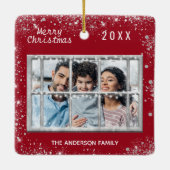 Weihnachtsweiße Foto Winterfenster Keramikornament (Rückseite)