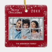 Weihnachtsweiße Foto Winterfenster Keramikornament (Vorderseite)