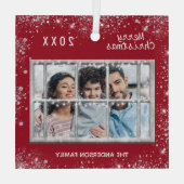 Weihnachtsweiße Foto Winterfenster Ornament Aus Glas (Rückseite)