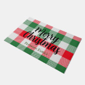 Weihnachtsweiße Grün und Rotes Buffalo Kariert Fußmatte (Schrägansicht)