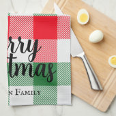 Weihnachtsweiße Grün und Rotes Buffalo Kariert Geschirrtuch (Viertel Falte)