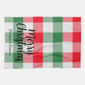 Weihnachtsweiße Grün und Rotes Buffalo Kariert Geschirrtuch (Horizontal)
