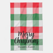 Weihnachtsweiße Grün und Rotes Buffalo Kariert Geschirrtuch (Vertikal)