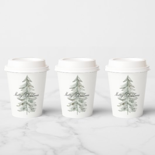 Weihnachtsweiße Grüne Bäume Pappbecher (Multi)