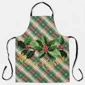 Weihnachtsweiße Kariert mit Kränz Schürze (Vorderseite)