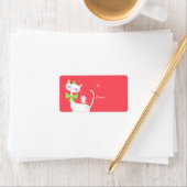 Weihnachtsweiße Katze und Mausaufkleber Adressaufkleber (Insitu)