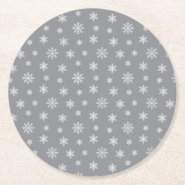 Weihnachtsweiße Schneeflocken, moderne Muster grau Runder Pappuntersetzer