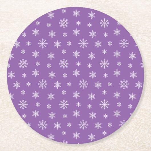 Weihnachtsweiße Schneeflocken - modernes Muster li Runder Pappuntersetzer (Vorderseite)