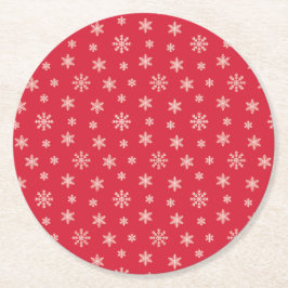Weihnachtsweiße Schneeflocken, modernes Muster rot Runder Pappuntersetzer