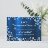 Weihnachtsweiße Schneeflocken Navy Blue RSVP Karte (Stehend Vorderseite)