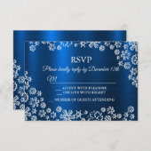 Weihnachtsweiße Schneeflocken Navy Blue RSVP Karte (Vorne/Hinten)