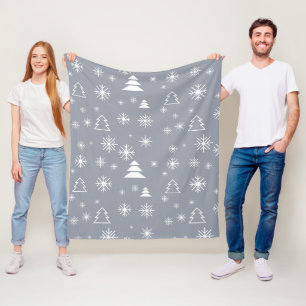 Weihnachtsweiße Schneeflocken Weihnachtsbäume Mode Fleecedecke