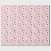 Weihnachtsweiße Schneeflocken Weihnachtsbäume Mode Geschenkpapier (Flach)