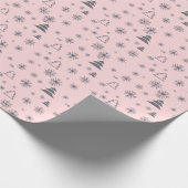 Weihnachtsweiße Schneeflocken Weihnachtsbäume Mode Geschenkpapier (Ecke)