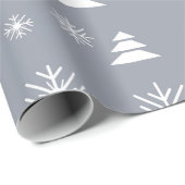 Weihnachtsweiße Schneeflocken Weihnachtsbäume Mode Geschenkpapier (Rolleneckpunkt)