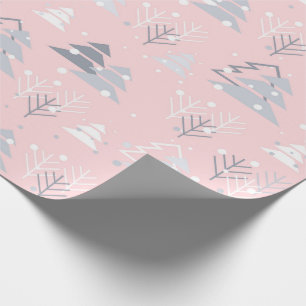 Weihnachtsweiße Schneeflocken Weihnachtsbäume Mode Geschenkpapier