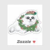 Weihnachtsweiße Siegel, festliches arktisches Tier Aufkleber (Blatt)