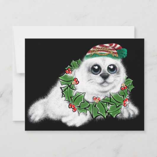 Weihnachtsweiße Siegel, festliches arktisches Tier Mitteilungskarte (Vorderseite)