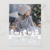 Weihnachtsweiße Silhouette Feiertagspostkarte (Vorderseite)