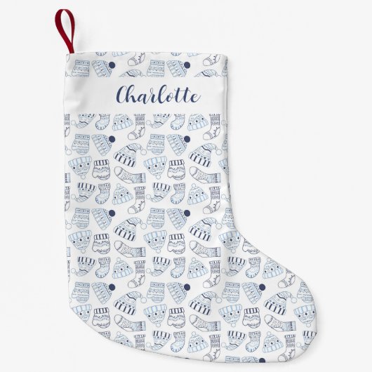 Weihnachtsweiße Strickmode Kleiner Weihnachtsstrumpf (Vorderseite)