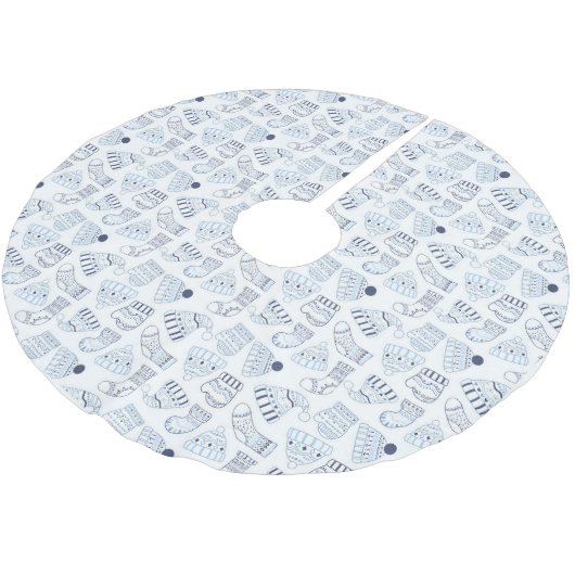 Weihnachtsweiße Strickmode Polyester Weihnachtsbaumdecke (Schrägansicht)