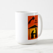 Weihnachtsweiße Tasse mit Krippe-Silhouette (VorderseiteRechts)