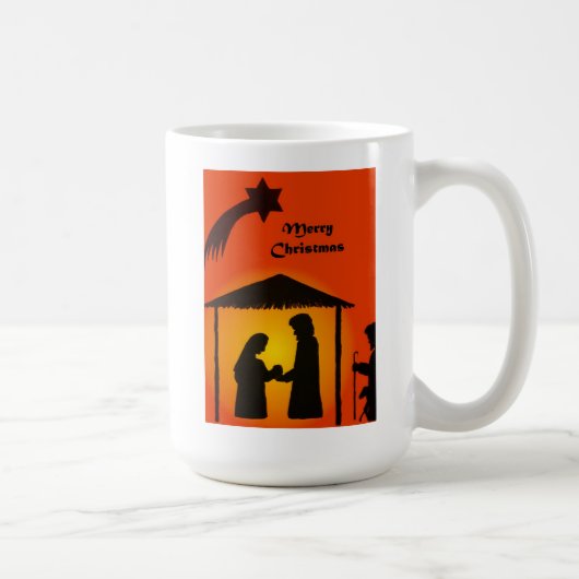 Weihnachtsweiße Tasse mit Krippe-Silhouette (Rechts)