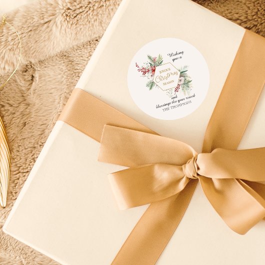 Weihnachtsweiße Wasserfarbe Botanischer Individuel Runder Aufkleber