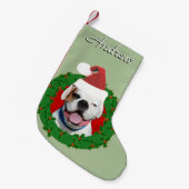 Weihnachtsweißer Boxer-Hundepersonalisierter Kleiner Weihnachtsstrumpf (Vorderansicht (hängend))