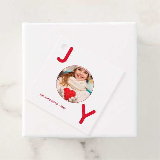 Weihnachtsweißer Freude Foto modern minimalistisch Geschenkanhänger (Beispiel)