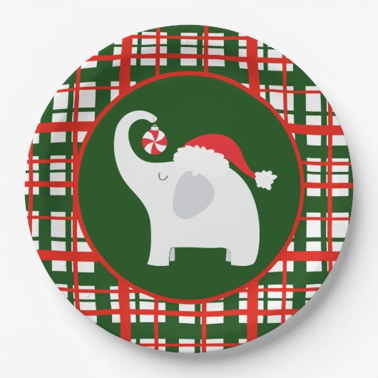 Weihnachtsweißes Elefant-Party Pappteller (Vorderseite)