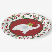 Weihnachtsweißes Elefant-Party Pappteller (Schrägansicht)