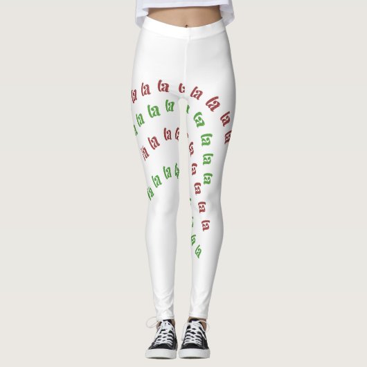 Weihnachtsweißes rotes Grün-Fa-La-La Leggings (Vorderseite)
