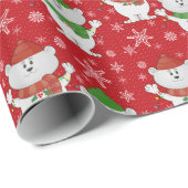 Weihnachtsweißes Teddybär-Muster Geschenkpapier (Rolleneckpunkt)