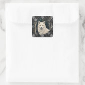 Weihnachtsweißfuchs Weißwolf funkelnder Schneester Quadratischer Aufkleber (Tasche)