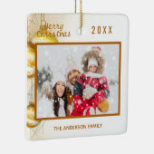 Weihnachtsweißgoldbaubles-Foto Keramikornament (Rechts)