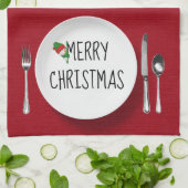 Weihnachtsweißplatte und Silbergeschirr Küchentüch Geschirrtuch (Gefaltet)