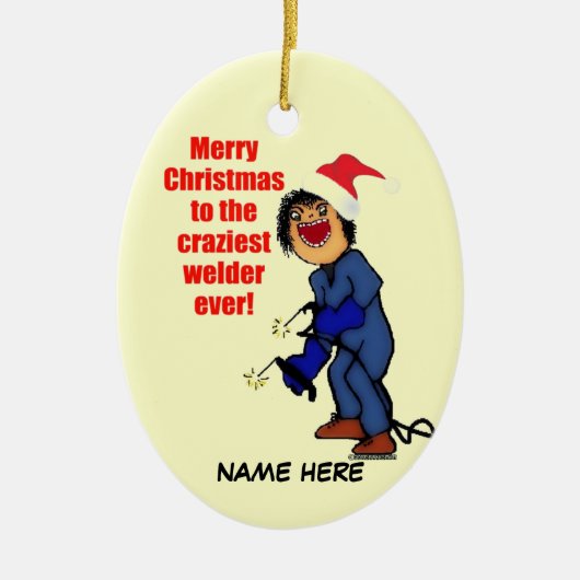 Weihnachtswelder-Spaß Keramikornament (Vorne)