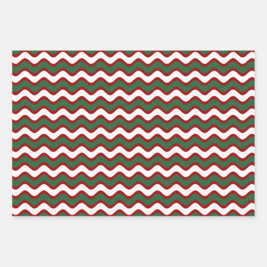 Weihnachtswelle Streifen Muster Rot Grün Weiß Geschenkpapier Set (Vorderseite 2)