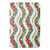 Weihnachtswellen und Schneeflocken Badematte (Vorderseite Vertikal)