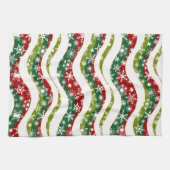 Weihnachtswellen und Schneeflocken Geschirrtuch (Horizontal)