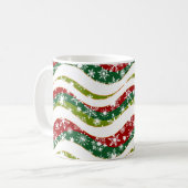 Weihnachtswellen und Schneeflocken Kaffeetasse (Vorderseite Links)